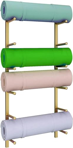 Étagère murale en métal pour tapis de yoga et rouleau de massage