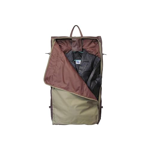 Leather Three-Suit Garment Bag in Top Grain Genuine Leather with Shoulder Strap, Spacious Compartments, and Wrinkle-Free Suit Holder, 23" x 5" x 19"2