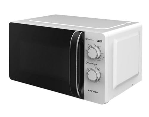 INFINITON Microondas MW-GW2090, 20 Litros, 800 W, Grill, Temporizador de 0 a 35 minutos, Apertura de puerta con tirador, Blanco