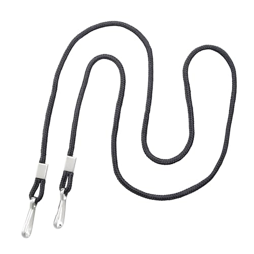 Specialist ID Black Round Open Ended Lanyard with Two Clips Open Ended Lanyard with Two J Hooks - Sturdy No Twist Badge Holders