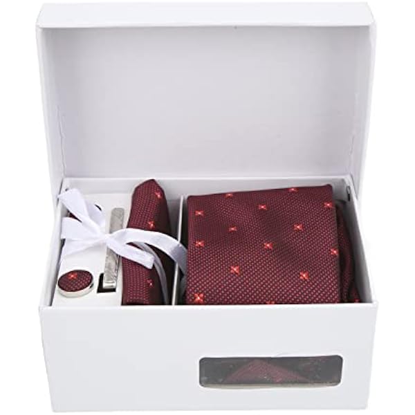 Męska krawat Exquisite Soft Business Formal Wear Shirt Tie Decoration Gift Box Set na przyjęcia weselne Prezenty na Dzień Ojca Poliester Jedwab 5-częściowy zestaw (K08)