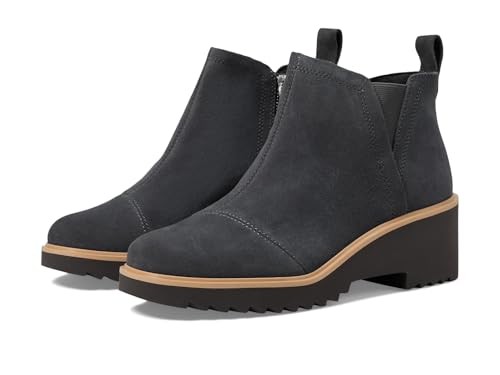 Image of TOMS Women's Maude Wedge Boot, Leather Upper, OrthoLite Insole, Side Zip, Lightweight