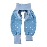 iobio Crawlers EasyFree Splitpants - Windelfrei Schlitzhose aus Bio Baumwolle für EasyFree Windel (50/56, Vintage Blue Dandelion - Version ’22 mit Klettflausch)