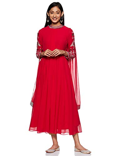 Image of Women's Faux Crepe A-Line Kurti(ALC4008N Peach Large)