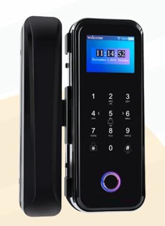 NAVKAR SYSTEMS Glass to Glass Biometric Door Lock/Biometric Glass Door Lock Either with Both Side Glass, or only Single Side Glass