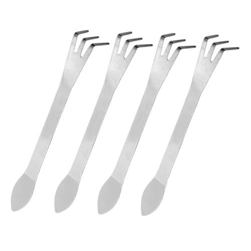 Gadpiparty 4 Piezas Mini Rastrillo de Jardín Pequeño de Acero Inoxidable Herramienta Doble para Aflojar y Prensar Suelo Compacto y Ligero para Bonsáis y Huertos