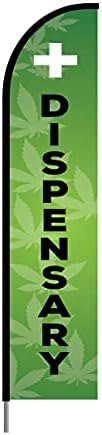 Dispensary Sign - Feather Flag Swooper Banner Pole Kit Outdoor Business Advertising Display, 15ft