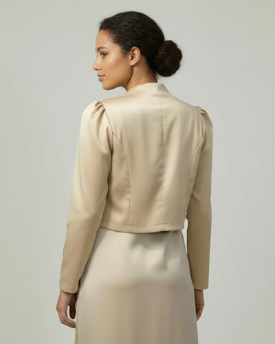 Image of Bolerose Formal Puff Sleeve Satin Bolero Jacket