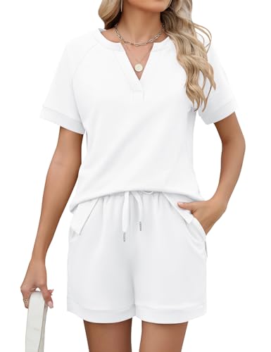 Image of LOMON Womens Two Piece Sets Summer Lounge Sets Sweatsuit Shorts Set Casual Matching Sets