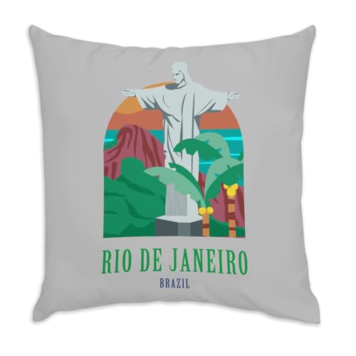 Coussin en velours gris évocation Brésil et souvenirs - 2