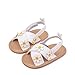 Yibubu Baby Girl Sandals Soft Sole First Walker Shoes Non Slip Toddler Summer Sandals Adjustable Strap Infant Walking Shoes Ruffle Bow Baby Dress Sandals for 0-18 Months (4214WT, Infant, Women, 6 Months, Age, US Footwear Size System, Medium)