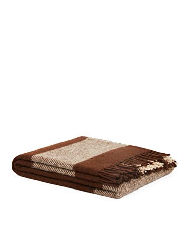 Plaid LANEROSSI 100% Laine Vierge - Check Beige 130x170 Cm