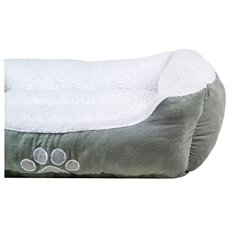long rich Rectangle Pets Bed with Dog Paw Embroidery, 25 X21, Teal Color, by Happycare Textiles (HCT REC-006) - Image 5