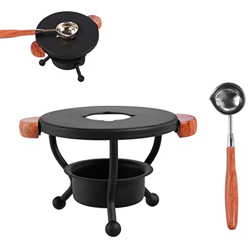 Gofypel Wax Seal Kits Sealing Wax Warmer Metal Melting Furnace Wax Seal Warmer Spoon Kit Tool with Heating Spoon for Stamp Letter Envelopes Invitations Sealing Making Arts Crafts,Black,small