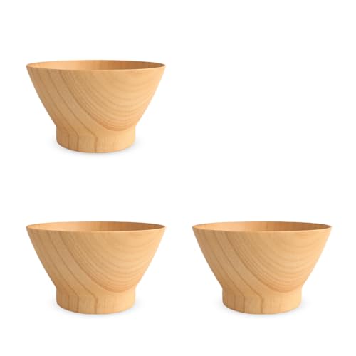 J-kitchens 木製 ごはん 茶碗 モダン ライス ボール S 3個セット Φ11.5 x 6.8cm