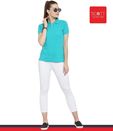 Image of Scott International Women's Regular Fit 100% Pure Organic Cotton Polo T-Shirt | Womens Polo Collar Neck T-Shirt | Cotton Plain Polo Neck Half Sleeve T-Shirt | Tshirts for Women