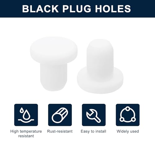 Image of uxcell 32 Pieces White Rubber Stopper, 5.8mm Plug Holes for 5.5mm /0.22 inch Hole