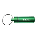 Portachiavi - Portapillole - Con nome - Nikita - Farmaci - Custodia per identità, Verde, taglia unica