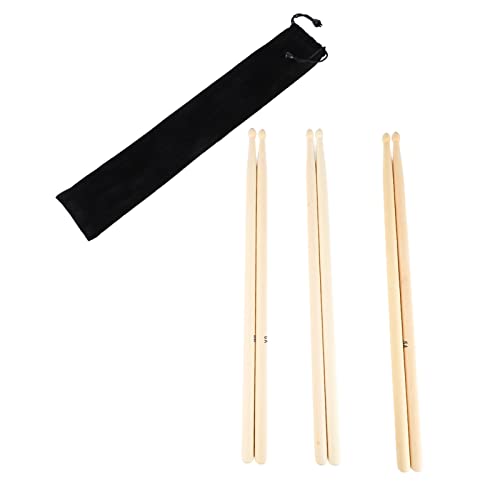 Set de Baquetas 5A Madera Maciza 3 Pares con Bolsa miniatura 1