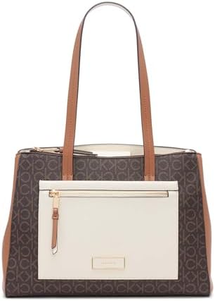 Calvin Klein womens Hadley Tote Bag – 2 in 1, Vegan Leather, 5 Po...