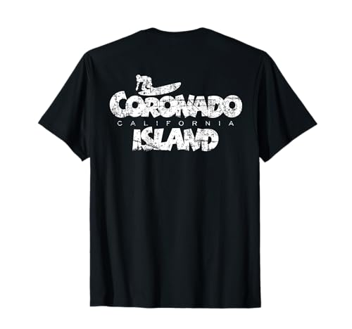 Surf en la isla de Coronado, California (espalda blanca vintage) Camiseta