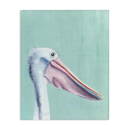 Pelican Head Coastal Portrait, 16 x 20 Inch Canvas Wall Art