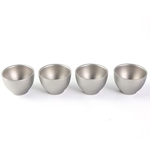 Axuyu 4 Pack 50Ml Titanium Tea Cup Ultralight Camping Double-Wall Tea Cup Coffee Cup For Outdoor Backpacking Hiking Picnic #TOP3