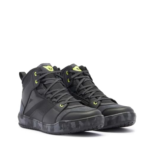 Dainese - Suburb D-Wp Shoes, Scarpe Moto Impermeabili, Man, Nero/Camo/Giallo Acido, 41