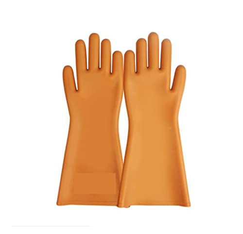 YQVEOT Guanti di gomma protettivi anti-elettricità Guanti isolanti elettrici professionali ad alta tensione Guanti da lavoro di sicurezza for elettricisti - Guanti da lavoro(Orange,25KV_ONE-SIZE)