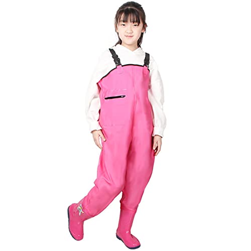 Outdoor Waders With Rain Boots, Children's Waterproof Pants, Pvc + Knitted Fabric, Beach Water Play Clothes (Color : Pink, Size : M/1 Pcs) #TOP29