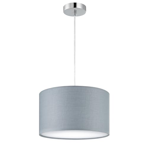 Zedelmaier Hängelampe Lampenschirm Deckenlampe Hängend mit Stofflampenschirm E27x1/Max.40w Hängelampe Wohnzimmer Schlafzimmer Esszimmer Schlafzimmerlampe Wohnzimmerlampe Pendelleuchte (Grau, Φ30cm)