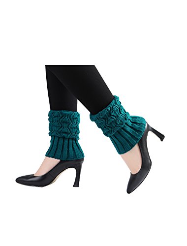 Image of uxcell Women's Knitted Design Solid Warm Thick Knee High Length Ribbed Leg Warmers