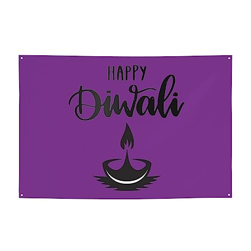 Diwali Burning Candle Oil Lamp Festival Banner 47x71in Celebrate A Grand Event Blooming Brightly!