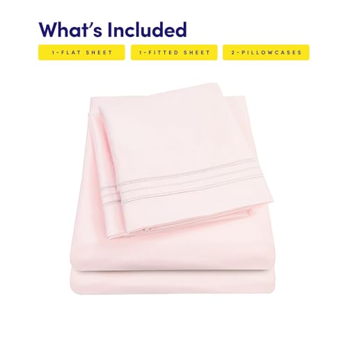 Image of 1500 Supreme Collection King Sheet Sets Pale Pink - Luxury Hotel Bed Sheets and Pillowcase Set for King Mattress - Extra Soft, Elastic Corner Straps, Deep Pocket Sheets, King Pale Pink