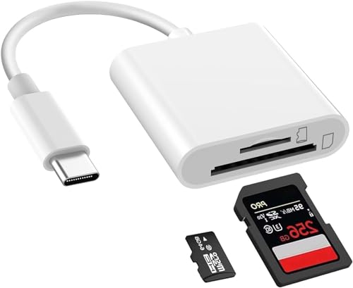 USB C SD Kartenleser, Typ C SD Kartenadapter Kartenleser USB C mit SD/Micro SD Kartenadapter, Kartenlesegerät Speicherkartenleser für iPhone 15, Mac, iPad Pro Air 2020/2021, Galaxy S21/S22/S23, Xiaomi