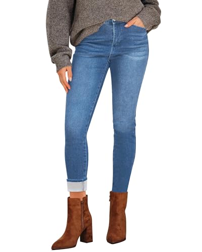 GRAPENT Fleece Lined Jeans Blue Skinny Jeans Fleece Pants Women Lined Jeggings Office for Light Wash Women's Womens High Waisted, Powder Blue, S, US Size 4 to 6