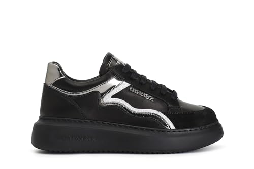 Baskets en cuir pour femme noir pointure 37 style décontracté chic à détails pailletés