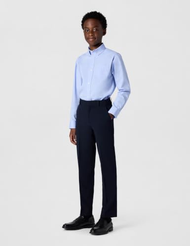 Tommy Hilfiger Boys Oxford Long Sleeve Dress Shirt, Collared Button-Down with Chest Pocket, Regular Fit, Medium Blue, 10 Husky - image 5