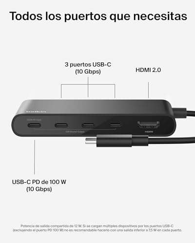 Hub USB C de 10 Gbps con transferencia de datos rápida y HDMI 4K 3