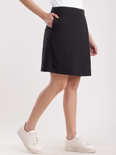 Image of FableStreet Women Skort Casual Wear | Overlapping Panel Design with Mid-Rise Fit & Open Pockets | Cotton Linen Woven Fabric for Everyday Comfort & Minimalist Style