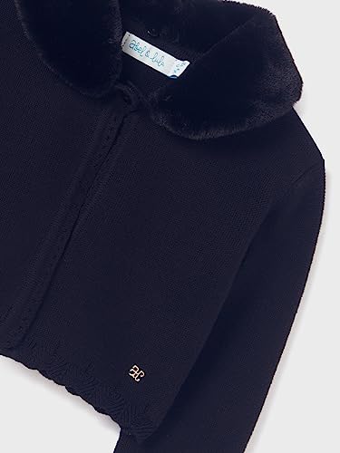 Abel & Lula Faux Fur Collar Cardigan for Girls Navy3