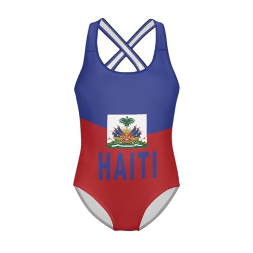 Image of Girls One Piece Swimsuits Summer Quick Dry Crewneck Beach Bathing Suit Cross Shoulder Strap Swimwear 5-14 Years