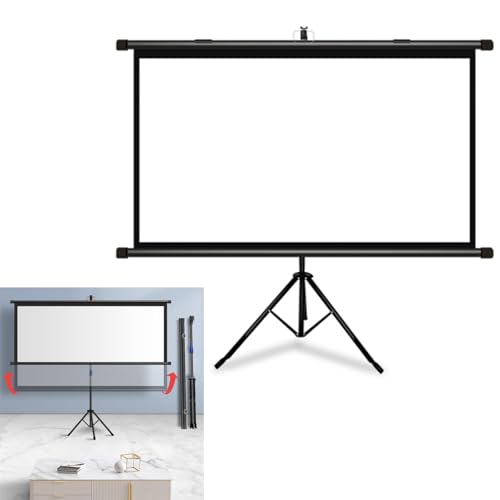Ecran De Projection Portable 50pouces 60pouces 72pouces, Ecran De Projection Sur Pied, Ratio D'aspect: 4:3/16:9, Écran pour Cinéma Maison, Nuit De Cinéma, Commercial, Noir, Blanc(Black,4:3 50in)