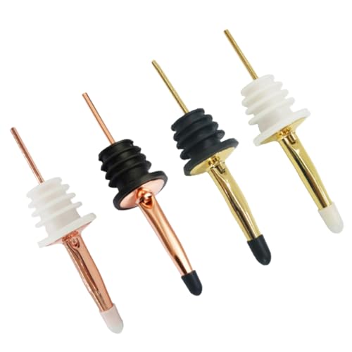 Cabilock 4 Pack Red Wine Pourer Stainless Steel Stopper Sealed Pour Spouts Safe Tasteless for Bar Restaurant Random