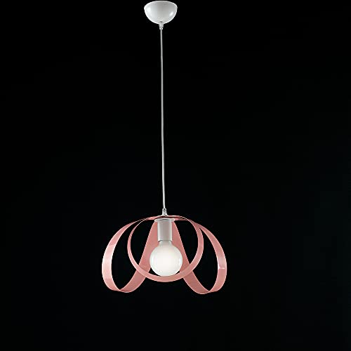Lámpara colgante moderna rosa y blanca regulable con luz focalizada para mesas