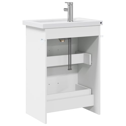 Mueble de lavabo de madera blanco de 61 x 40 x 84,5 cm con espacio de almacenaje 7