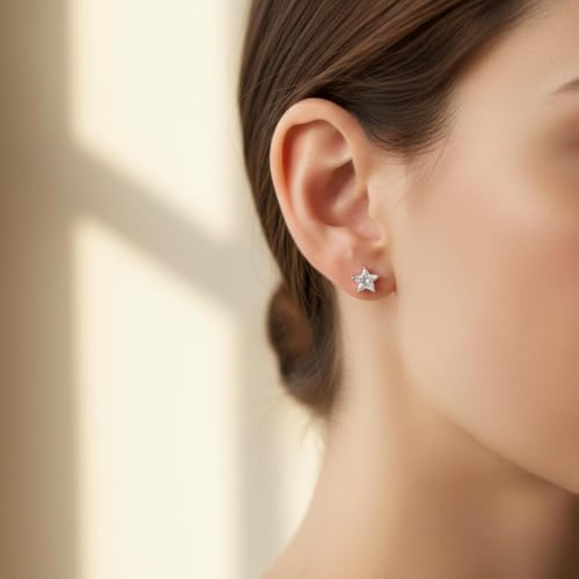 925 Sterling Silver Star Solitaire Stud Earrings