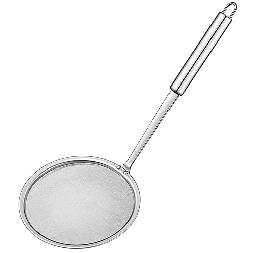 Aiareozy 10cm Cuillere Ecumoire Inox, Araignée Cuisine, Cuillère Écumoire, Passoire Écumoire en Acier Inoxydable, Cuillère Ajourée pour Résidus de Filtre, Food Passoire Louche, Cuisson Des Aliments