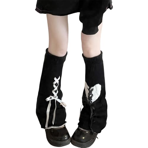 Goth Harajuku Y2k Leg Warmers Women Alt Punk Hippie Knit Rave Winter