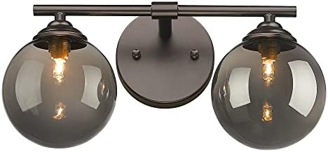 Toilet Vainness Gentle, 2-Gentle Toilet Vainness Lighting fixtures, Oil Rubbed Bronze End with Globe Glass Shade, Vainness Gentle for Toilet, Bed room, Dwelling Room, Hallway (G9 Base)